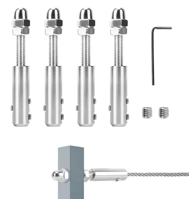 Schraubklemmen für 3 mm Drahtseil, Edelstahl, 4 Stück