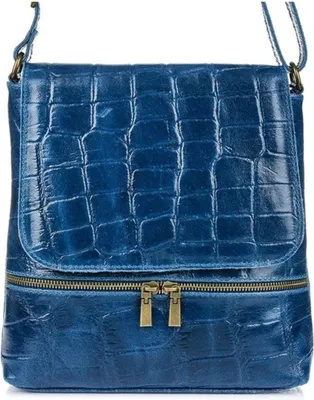 Produktbild von Vertikale Messenger Bag aus italienischem Leder für Damen, Kroko