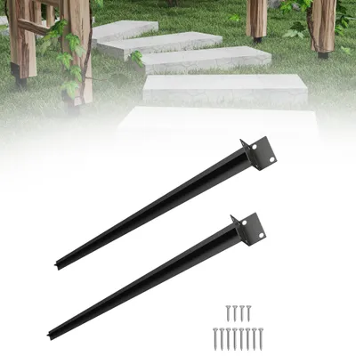 Obrázek produktu pro XINZI zemní objímka, objímka k zatlučení do země pro dřevěné sloupky 60 x 700 mm, pozinkovaná objímka ve tvaru L, objímka k zatlučení do země pro zahradní projekty, černá (2 ks)