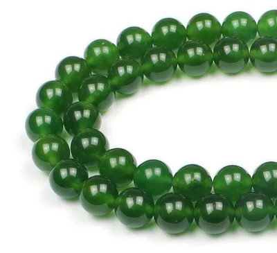 Produktbild von Perlen zum Auffädeln 6mm Olivfarbene Jade Halbedelsteine 60 Stück Rund Glatt