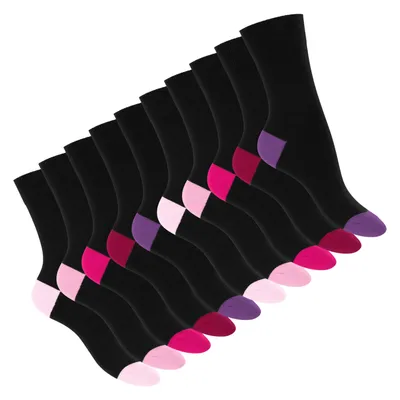 Produktbild von Footstar Damen und Herren Baumwoll-Socken (10 Paar) mit abgesetzter Ferse und Spitze - Berry 39-42