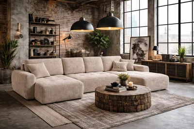 Produktbild von Kaiser Möbel Ecksofa mit Schlaffunktion und Bettkasten U-Form Ivo U XL, Cordstoff Poso, Beige