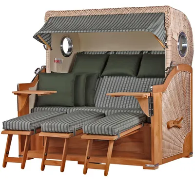 Produktbild von Strandkorb-Set - bene living - Königssee 3-Sitzer Teak - PE shell - Modell 504 - inkl. Liftersystem