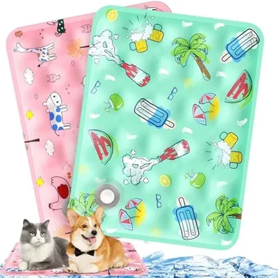 Produktbild von Cooling Mat for Dogs, Cats, Pack of 2, Cooling Mat for Dogs, 40 x 50 cm, Dog Cooling Mat, Self-Cooling, Was Dog Cooling Blanket for Dogs, Small and Cats, Dog Cooling Mat (D)
