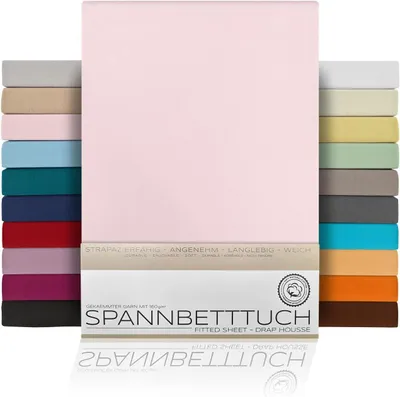 Productafbeelding van Hoeslaken Lakens van gekamd katoen, premium jersey 160g/m², maat en kleur naar keuze, Boxspring - 160x200x45 cm, Roze