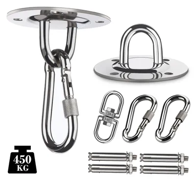 Produktbild von Deckenhaken ohne bohren Metallhaken Premium SUS 304 Edelstahl Halterung 450kg Tragekraft Schaukelhaken