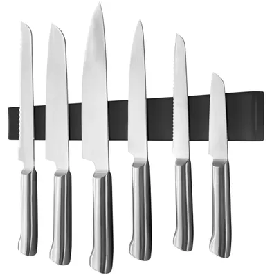 Magnetische Messerleiste 40 cm, Edelstahl, schwarz, selbstklebend