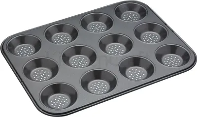 Produktbild von Backform für 12 Mini-Formen (Quiche) Gelocht, 32 cm x 24 cm - Masterclass