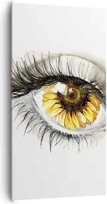 Produktbild von Bild auf Leinwand - Leinwandbild - Sonnenblume Auge Computer Blume - 65x120cm - Wand Bild - Wanddeko - Leinwanddruck - Bilder - Kunstdruck - Leinwand bilder - Wandkunst - PA65x120-3003