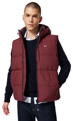 Produktbild von Tommy Jeans Herren Weste Essential Down Vest mit Kapuze, Rot (Deep Rouge), XXL
