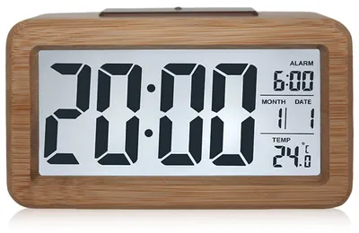 Holz-Wecker digital, LCD, Datum, Temperatur, Nachtlicht, Schlummer