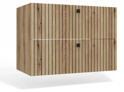 Produktbild von Waschtisch Tigo 80 2S Eiche Evoke 2 Schubladen Geriffelte Front Wandmontage