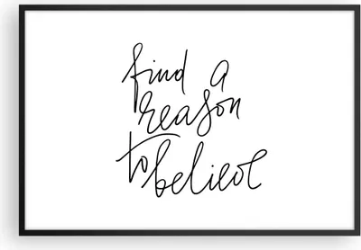 Produktbild von Gerahmtes Poster - Schwarzer Rahmen - Manuskript Motto glauben - 91,5x61 cm - Wand Bild - Wanddeko - Wandbilder - Wandposter - Bilderrahmen - Bilder - Kunstdruck - Wandbild - P2BAA91x61-4355