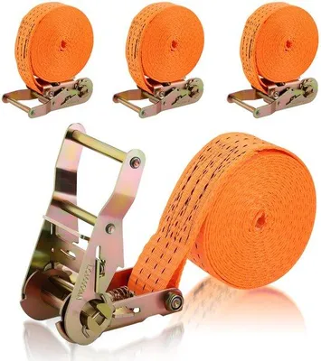 Zdjęcie produktu dla 4 sztuki pasów zapadkowych, długość 6 m, szerokość 35 mm, nośność 2000 daN, do samochodu, motocykla, na kemping