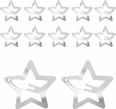 Produktbild von 10 Stück Stern Haarspangen Nickelbeschichtete Dopamin-Stern Design für Frauen Mädchen Teens Silberfarbene Haaraccessoires für Festival Musikfest Party 3CM