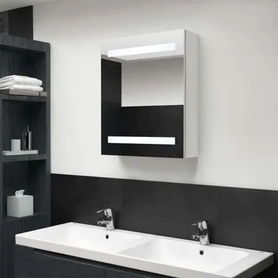 Produktbild von Maison Exclusive - LED-Bad-Spiegelschrank Glänzendes Weiß 50x14x60 cm