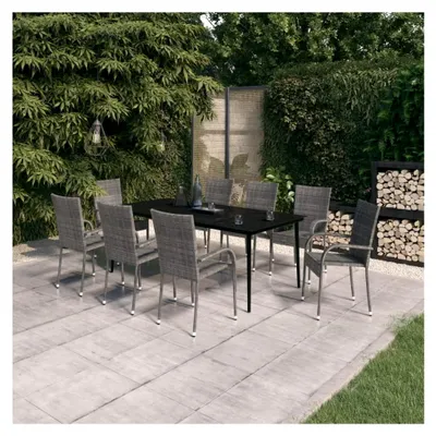 Produktbild von Gartenmöbel-Set, 9-teilig, Grau und Schwarz