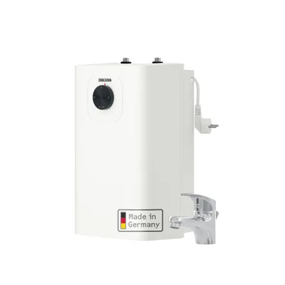 Produktbild von STIEBEL ELTRON Kleinspeicher SNU 5 Plus, Armatur MAE-W, sehr kompakt, antitropf-, thermostop-Funktion, Untertischboiler 5 Liter Niederdruck, Stecker