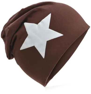 Produktbild von Kinder Beanie Gross Stern Sattelbraun M