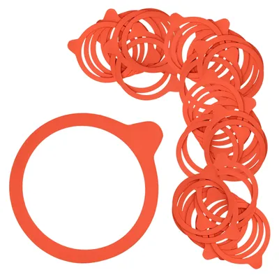 Produktbild von 50er Set WECK-Einkochringe RR80 + Rezeptheft Dichtringe Natur-Kautschuk 74x86mm Rundrand rot-braun