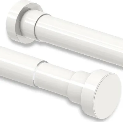 Produktbild von Famanu Duschvorhangstange ohne Bohren - Teleskopstange, Edelstahl, 50-80 cm, Weiß