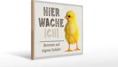 Produktbild von Holzschild Hinweis Küken hier wache ich eigene Gefahr, 40x30 cm, Holzschilder Tiere Achtung
