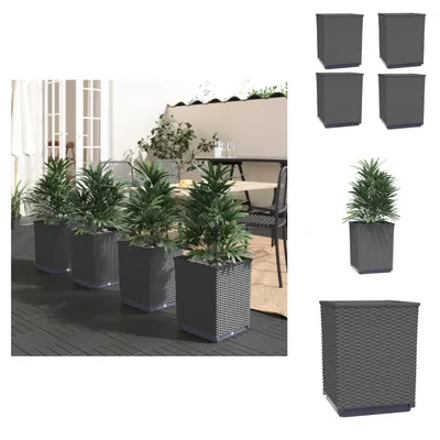 Produktbild von vidaXL Pflanzkübel 4 Stk. Schwarz 30x30x37 cm Polypropylen - Blumentöpfe & Pflanzgefäße