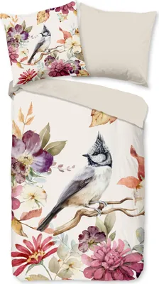 Zdjęcie produktu dla Poszewka na kołdrę Good Morning 135 x 200 cm + 1 szt. 80 x 80 cm – kwiaty i ptaki