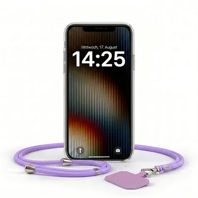 Produktbild von Handyhülle für Apple iPhone 11 mit Handykette Band in Lila Violett Kordel Hülle Case Schutzhülle Transparent