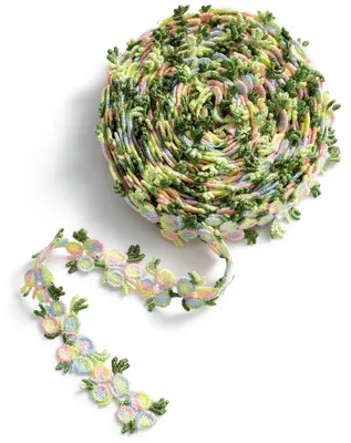 Image de Ruban décoratif à motifs floraux, idéal pour les travaux manuels, de couleur verte