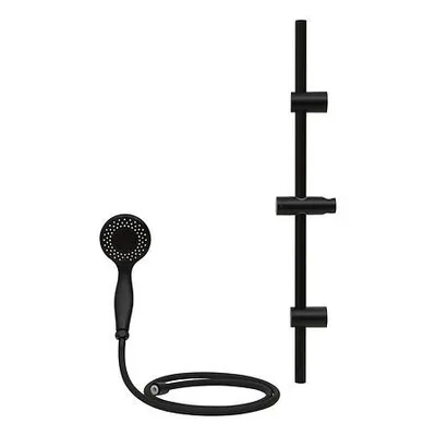 Imagen del producto de Juego de ducha mate: cabezal de ducha con barra de soporte, manguera de ducha de 150 cm, 3 tipos de chorro, soporte ajustable