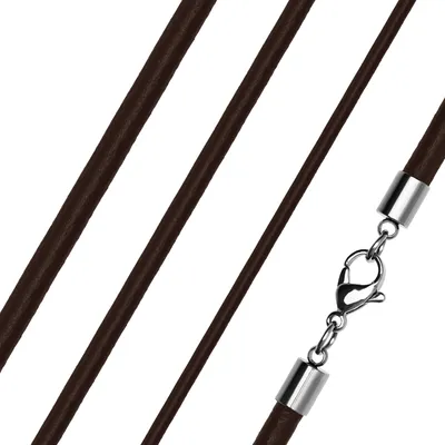 Produktbild von Lederkette Halskette Lederband Kette Echtleder Rindsleder Karabiner Edelstahl Kette für Anhänger dunkelbraun 2 mm 17 mm