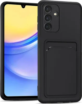 Zdjęcie produktu dla Etui na telefon komórkowy Samsung Galaxy A15 4G/5G silikonowe etui ochronne z kieszenią na kartę Slim Wallet Case, czarne