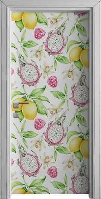 Produktbild von Tür Selbstklebende 90x210 cm Türfolie Türtapete Klebefolie - Pitahaya Zitrone Tropische Früchte