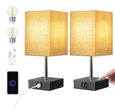 Image de Lampe de table LED tactile, avec variateur d'intensité, lot de 2, lampe moderne et compacte, avec fonction de recharge