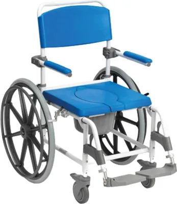 Produktbild von Drive Medical Dusch- & Toilettenstuhl Aston für Selbstfahrer - schwenk- & abnehmbare Fußstützen & Toiletteneimer -  XL bis 160 kg