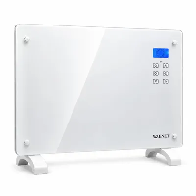 Produktbild von ZENET ZET-526 Glaskonvektor 1500 W Weiß | Elektroheizung mit Thermostat, Fernbedienung & Timer | Wand- oder Standheizung bis 30 m², KI-generiertes Bild
