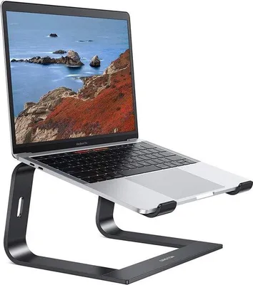 Produktbild von Ergonomische laptophouder aluminium voor laptops 10-16 inch met ventilatie, zwart