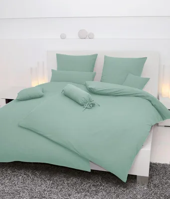 Produktbild von Janine Design Seersucker-Bettwäsche-Garnitur 125 PIANO Farbe rauchgrün Größe 155x200 + 80x80