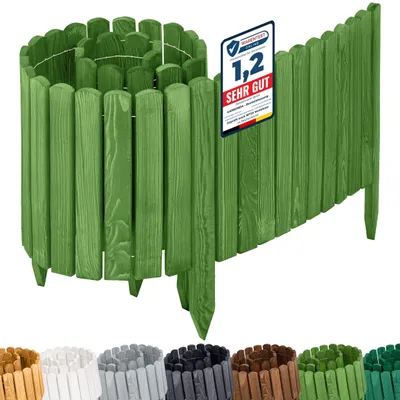 Produktbild von Garronda Rasenkante Holz Beeteimfassung imprägniert 200 cm x 40 cm Flexibler Rollborder Zaun für Garten GD-0110 (Dunkelgrün, Höhe: 40 cm)