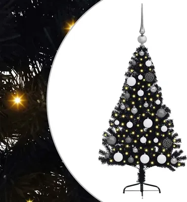 Produktbild von vidaXL Künstlicher vorbeleuchteter Weihnachtsbaum Schwarz 120 cm PVC