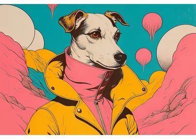 Image de Tableau sur toile portrait de chien stylisé 45x65 cm, Tableau mural moderne pour décoration intérieure