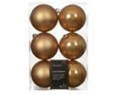 Image de Boules de Noël en plastique, 8 cm, lot de 6, brun caramel