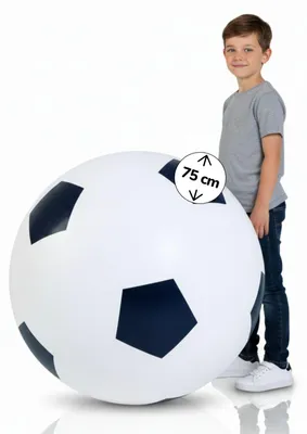 Produktbild von XXL-Fußball aufblasbar 75cm - Gigantischer Spielspaß für drinnen & draußen mit Pumpe - Robuster Mega-Ball im Fußballdesign für Action-Spiele