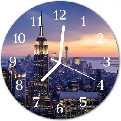 Produktbild von Glasuhr Wanduhr Küchenuhr Echt-Glas 30fi cm Stadt mehrfarbig
