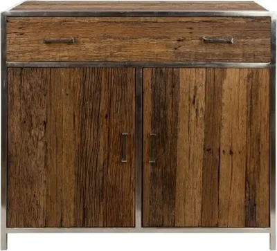 Produktbild von Casa Padrino Luxus Sideboard mit 2 Türen und 1 Schublade Braun / Silber 90 x 40 x H. 86 cm - Luxus Möbel