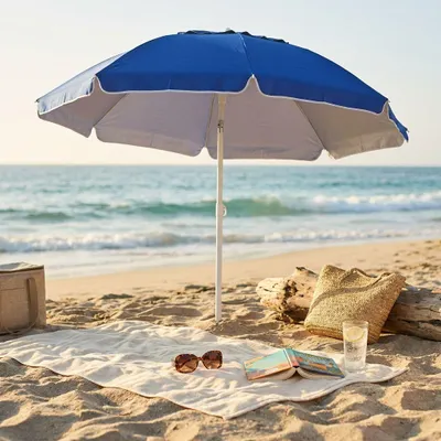Immagine prodotto di Milani Home - ombrellone da spiaggia diametro 2 m in acciaio, colore casuale blu, per mare, giardino e campeggio
