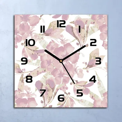 Produktbild von Wanduhr Echt-Glas-Küchenuhr Rosa Blumen Pflanze Quarz 30x30 Deko Bilder