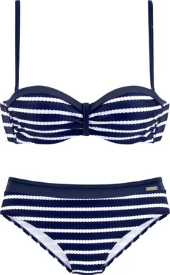 Produktbild von LASCANA Bügel-Bandeau-Bikini marine-weiß Größe 34 Cup D
