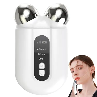 Produktbild von Gesichtsmassagegerät, Schönheitsinstrument, EMS-Massage konstante Temperatur der Stufe 3, für Gesichtsabnahme und Hautverjüngung,weiss